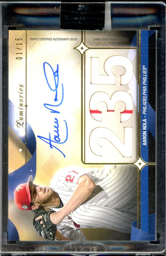 2023 Luminaries Aaron Nola Triple Jersey Auto 01/15