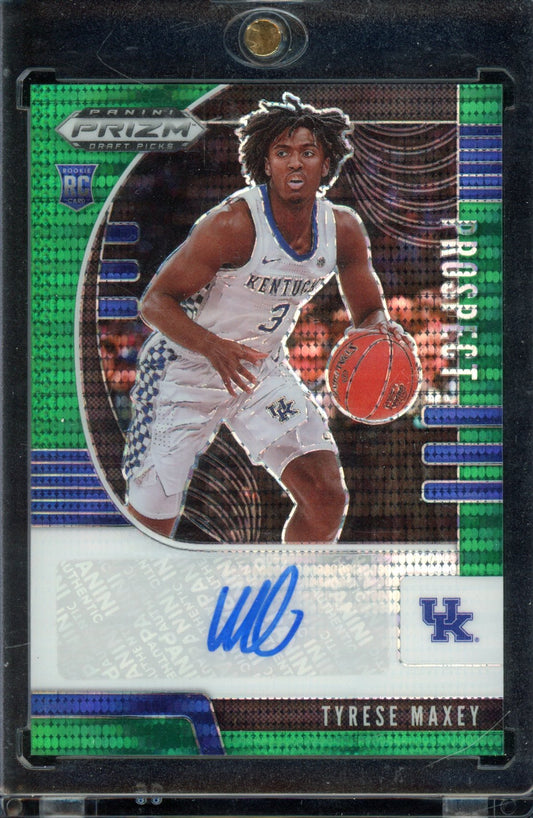 2020-21 Prizm Draft Picks Tyrese Maxey Green Pulsar Rookie Auto /25