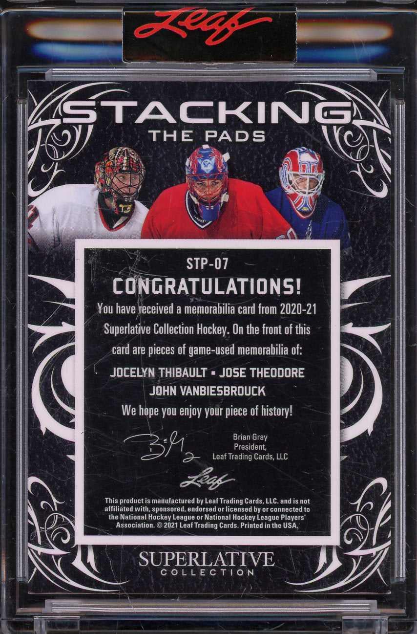 2021 Leaf Superlative Thibault Theddore Vanbiesbrouck Triple Pad Relic #STP-07 /3