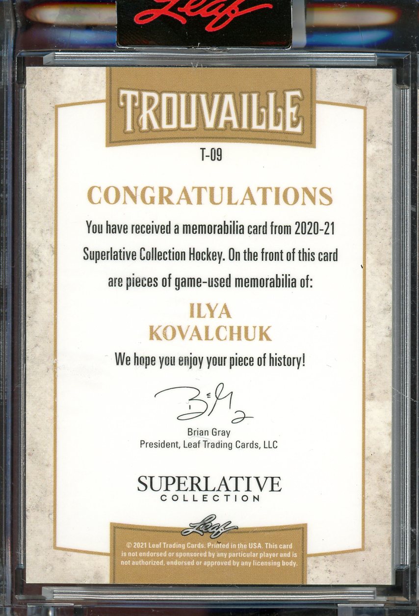 2021 Leaf Superlative Ilya Kovalchuk Trouvaille Patch #T-09 /4