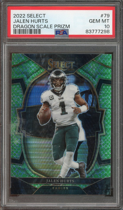 2022 Select Jalen Hurts Dragon Scale #79 /89 PSA 10