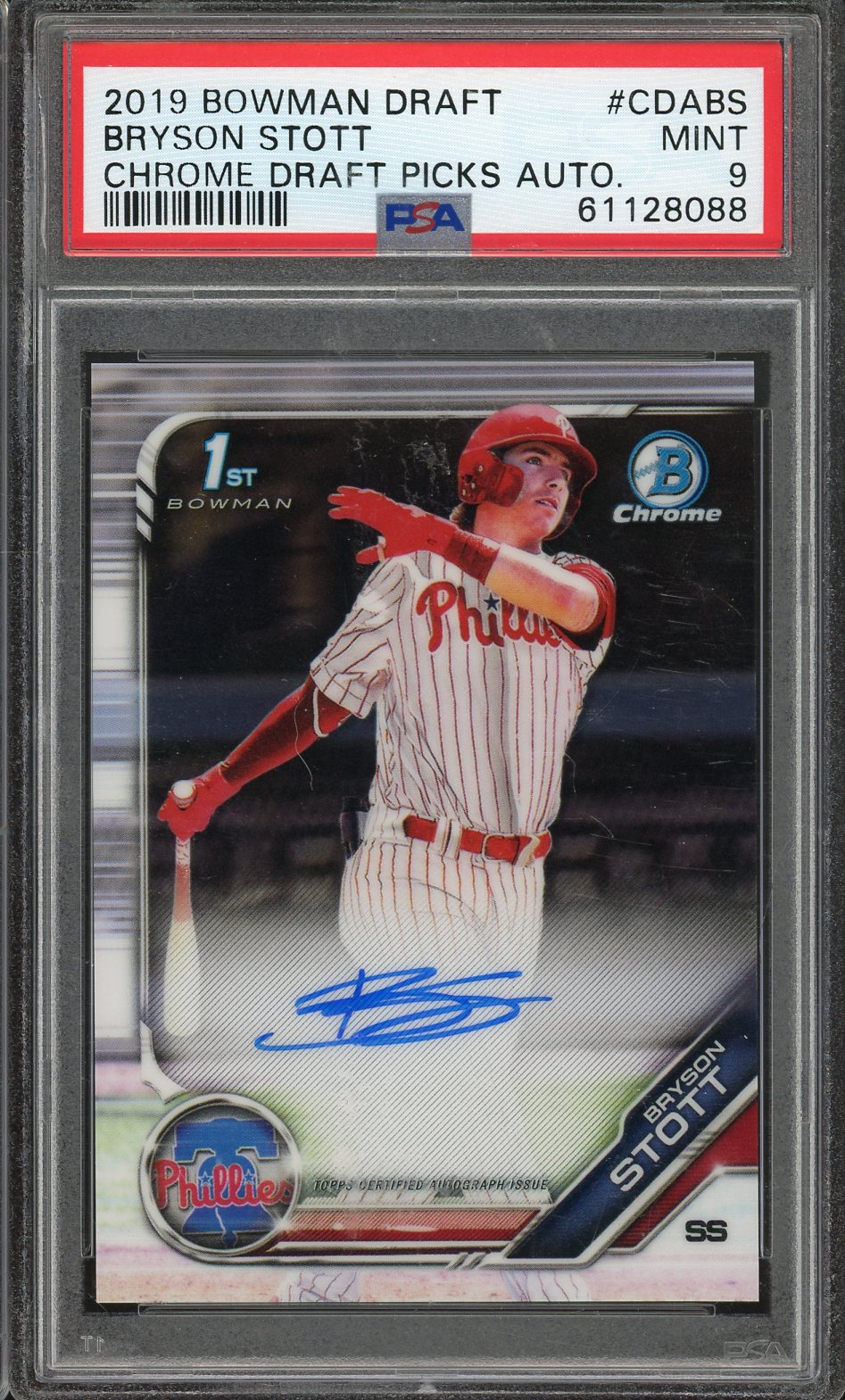 2019 Bowman Chrome Bryson Stott Auto #CDA-BS PSA 9 Bowman 1st