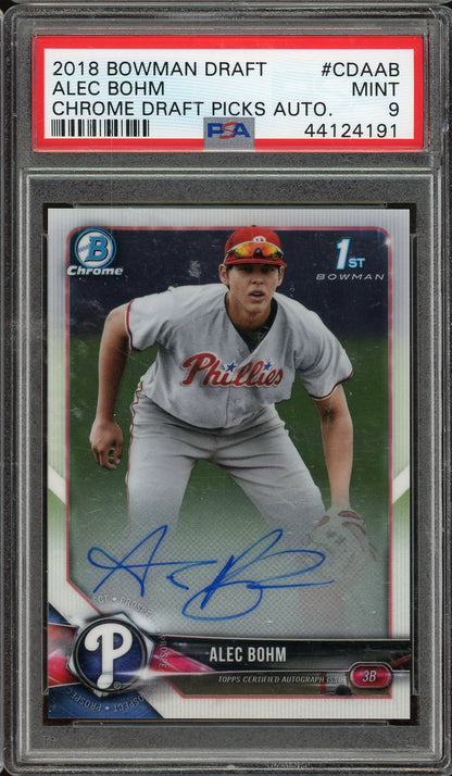 2018 Bowman Chrome Alec Bohm Auto #CDA-AB PSA 9 Bowman 1st