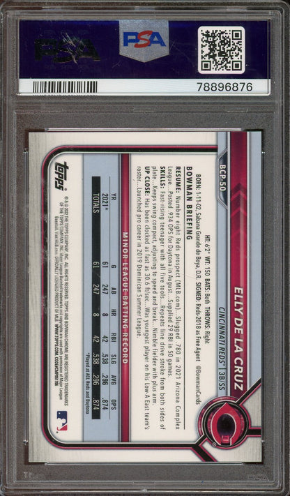 2022 Bowman Chrome Elly De La Cruz Yellow Refractor #BCP50 /75 PSA 9 Bowman 1st