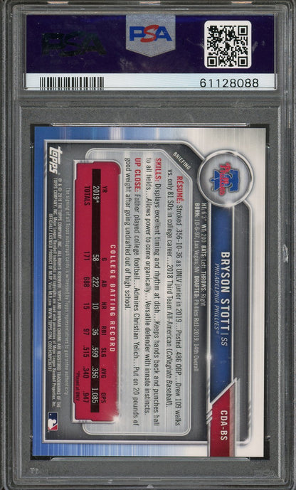 2019 Bowman Chrome Bryson Stott Auto #CDA-BS PSA 9 Bowman 1st