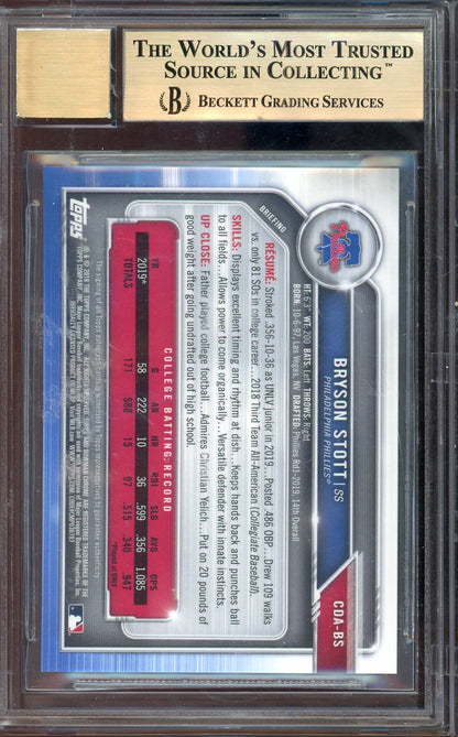 2019 Bowman Chrome Bryson Stott Auto Blue Refractor #CDA-BS /150 BGS 9.5 Bowman 1st