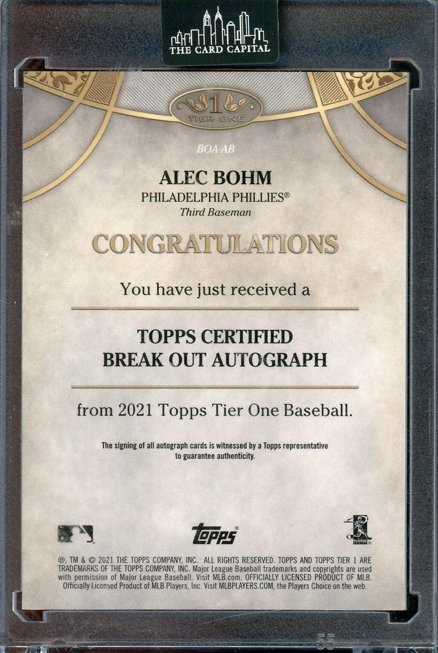 2021 Topps Tier One Alec Bohm Break Out Auto #BOA-AB /150 RC