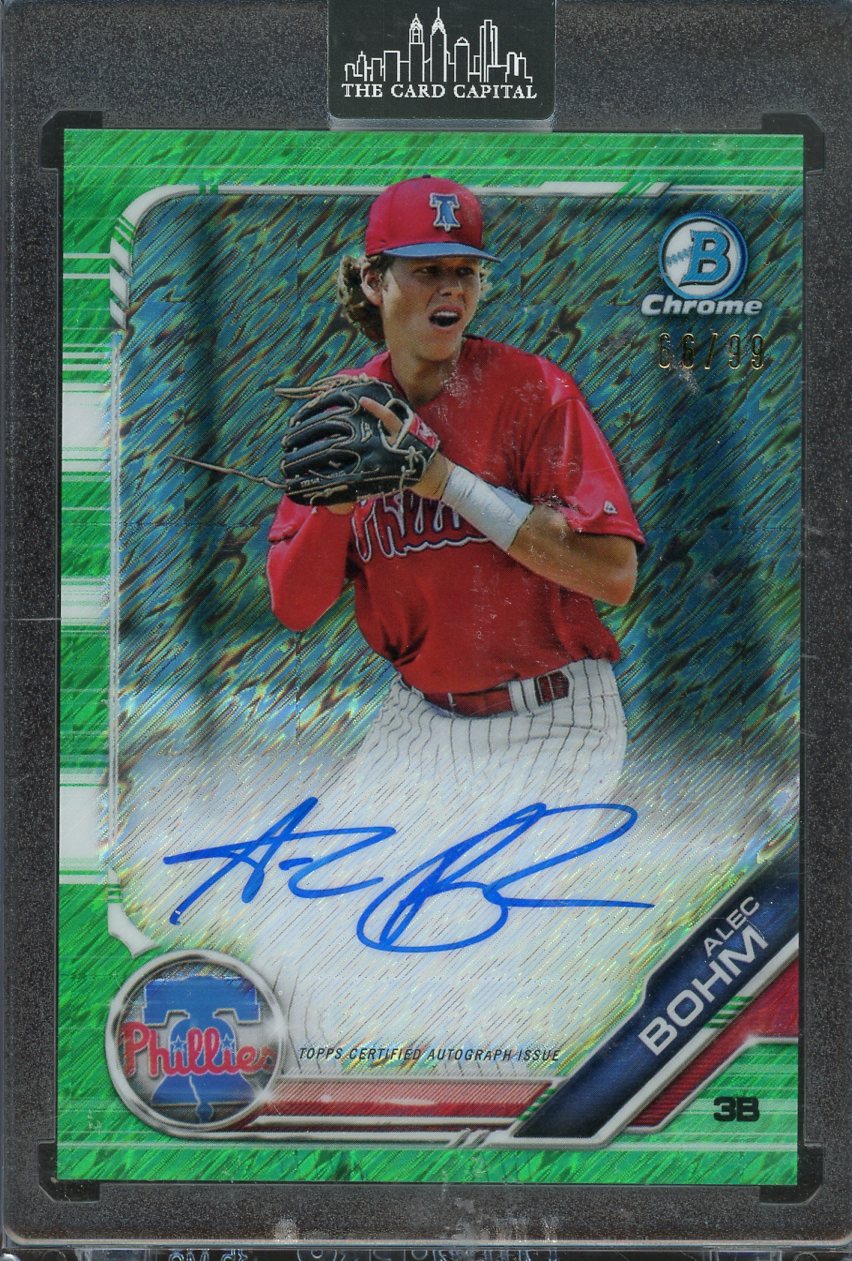 2019 Bowman Chrome Alec Bohm Green Shimmer Auto #CPA-AB /99