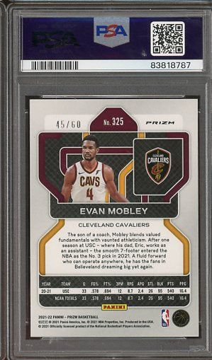 2021 Prizm Evan Mobley Orange Wave #325 /60 PSA 9 RC