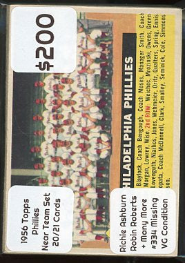 1956 Topps Phillies Near Team Set 20/21 Cards