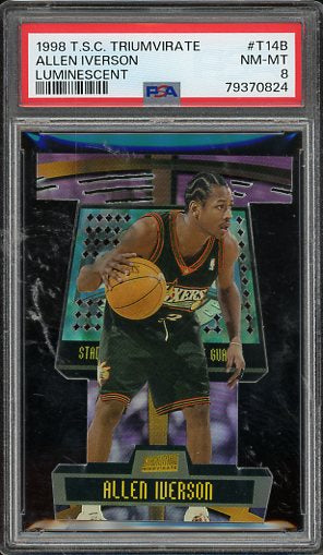 1998 Topps Stadium Club Triumvirate Allen Iverson Luminescent #T14B PSA 8