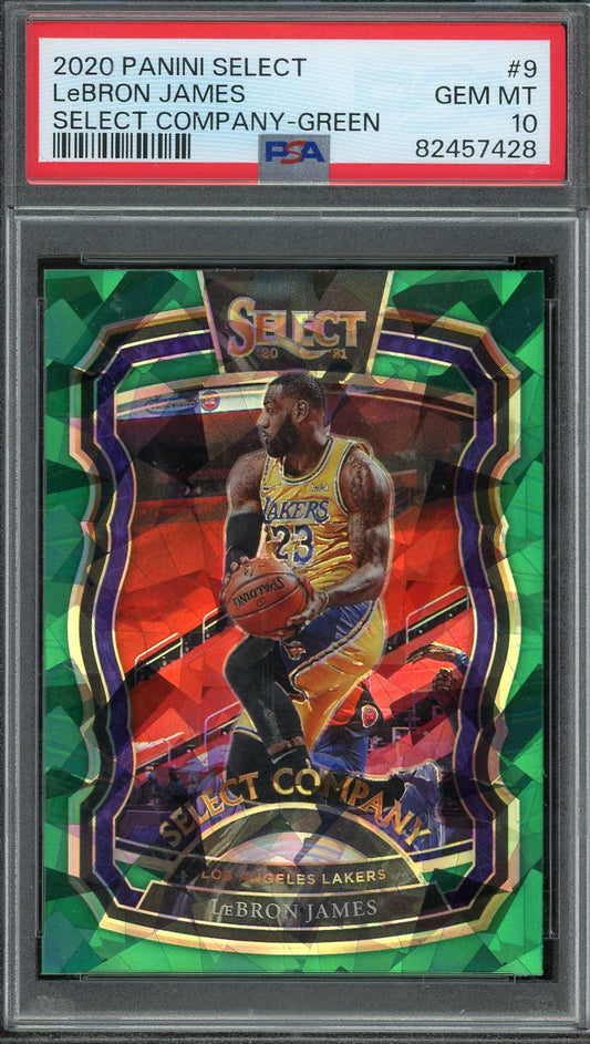 2020 Select LeBron James Select Company Green #9 PSA 10