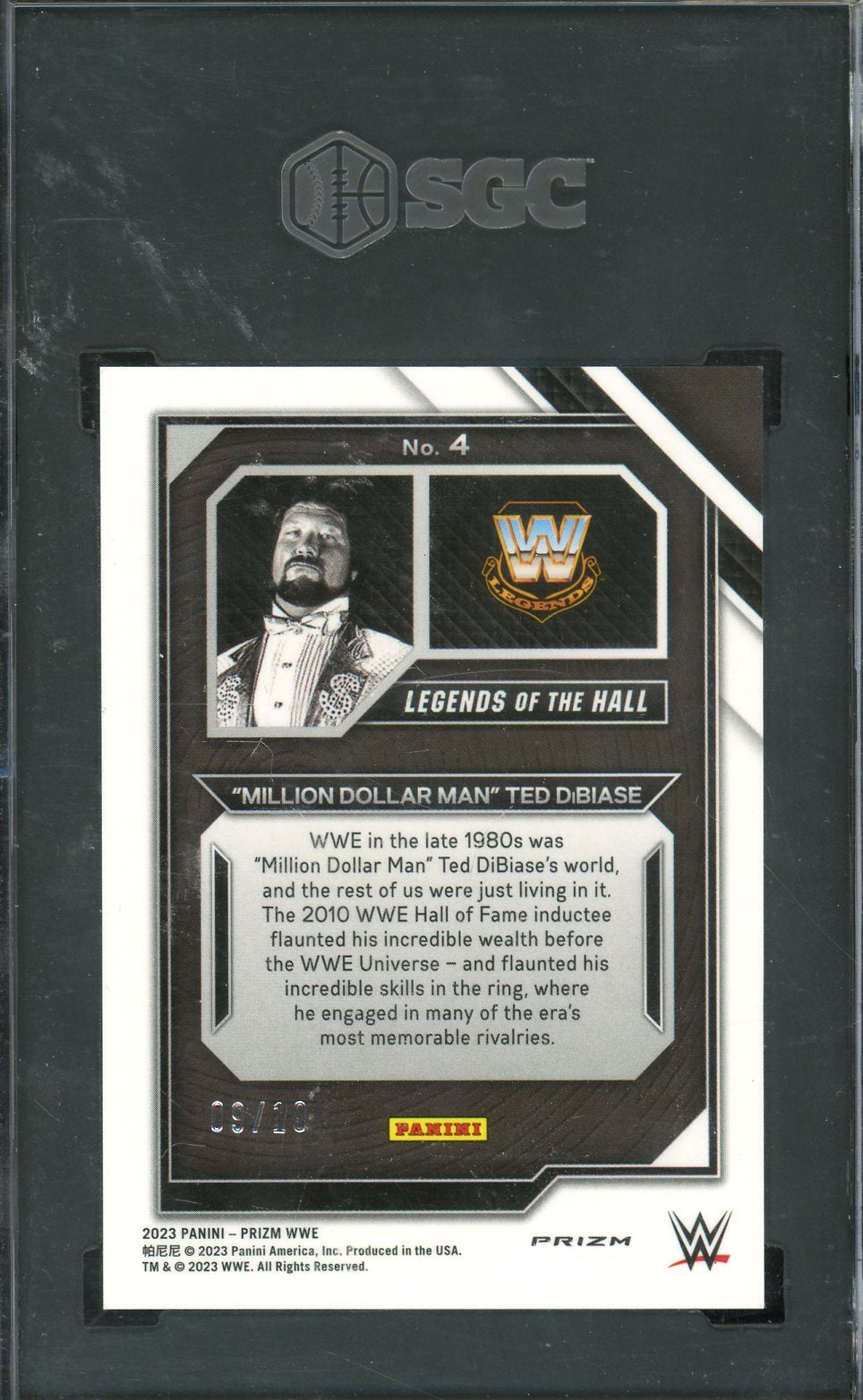 2023 Prizm WWE Ted Dibiase Legends of the Hall Gold #4 /10 SGC 9.5