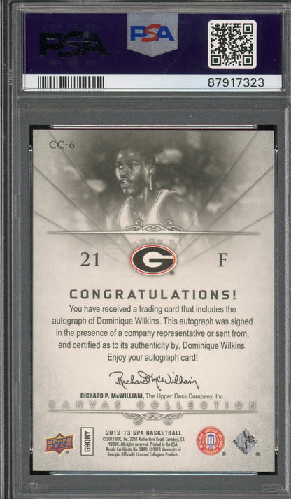 2012 SP Authentic Dominique Wilkins Canvas Collection Auto #CC-6 PSA 10