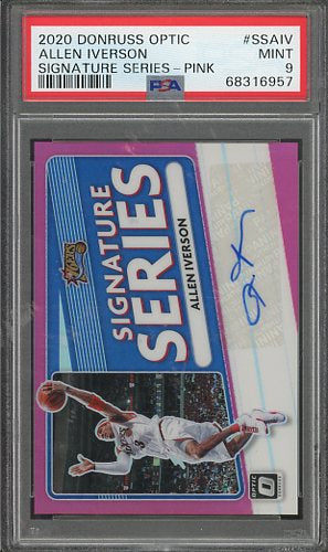 2020 Donruss Optic Allen Iverson Signature Series Pink Auto #SSAIV /25 PSA 9