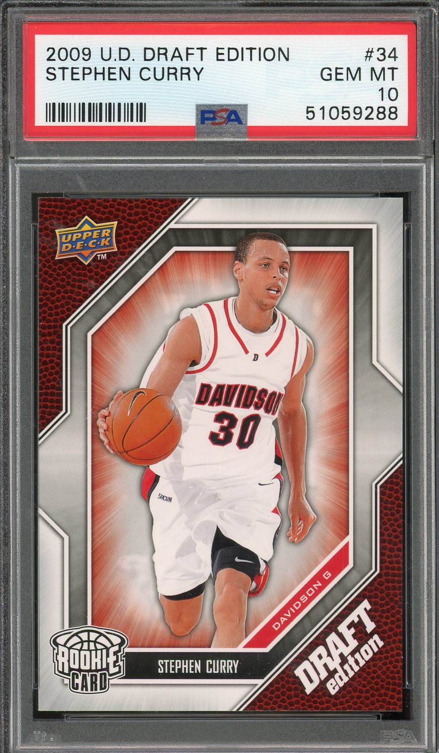 2009 Upper Deck Draft Stephen Curry #34 PSA 10 RC Warriors