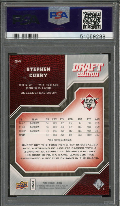 2009 Upper Deck Draft Stephen Curry #34 PSA 10 RC Warriors