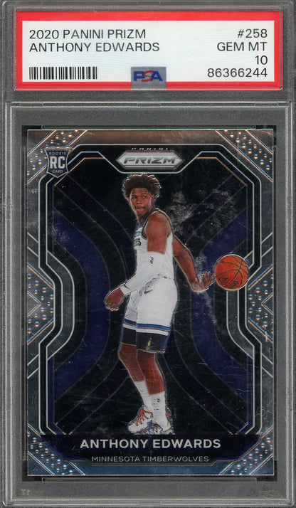 2020 Prizm Anthony Edwards #258 PSA 10 RC Wolves