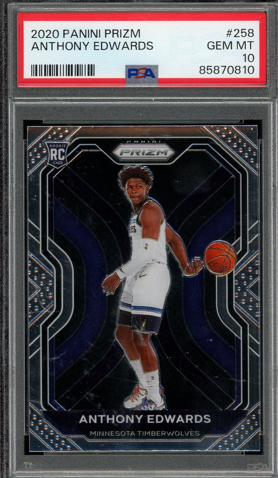 2020 Prizm Anthony Edwards #258 PSA 10 RC Rookie