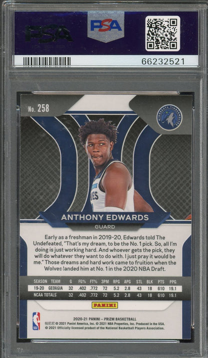 2020 Prizm Anthony Edwards #258 PSA 10 RC