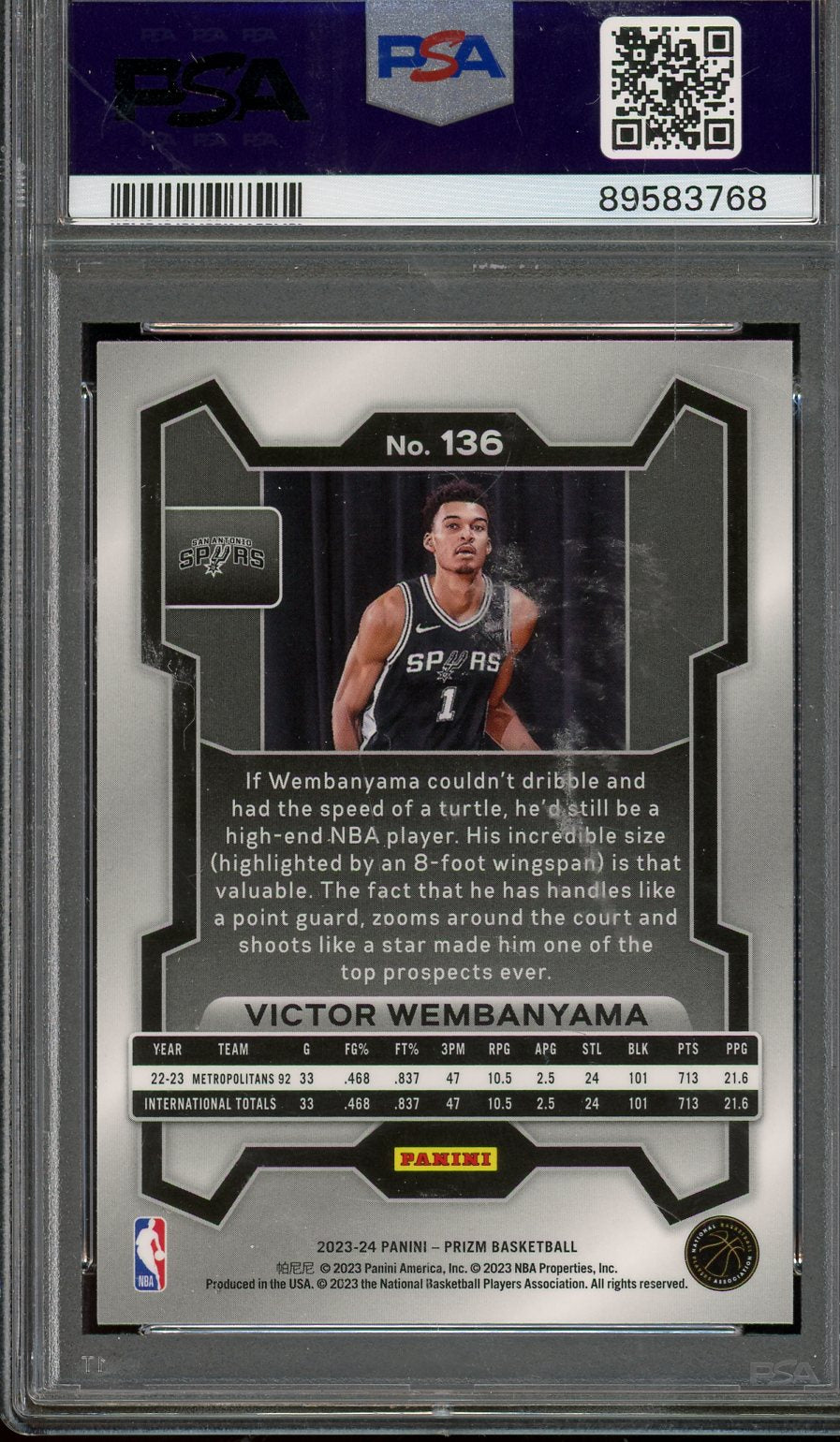 2023 Prizm Victor Wembanyama #136 PSA 10 RC