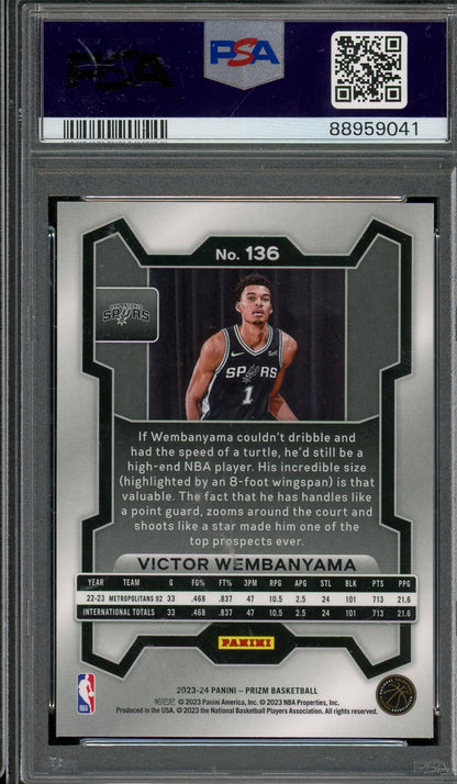 2023 Prizm Victor Wembanyama #136 PSA 10 RC Spurs