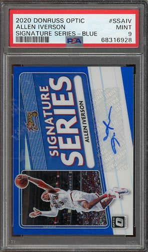 2020 Donruss Optic Allen Iverson Signature Series Blue Auto #SSAIV /25 PSA 9