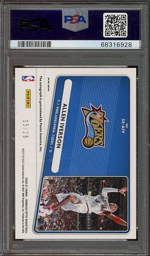 2020 Donruss Optic Allen Iverson Signature Series Blue Auto #SSAIV /25 PSA 9