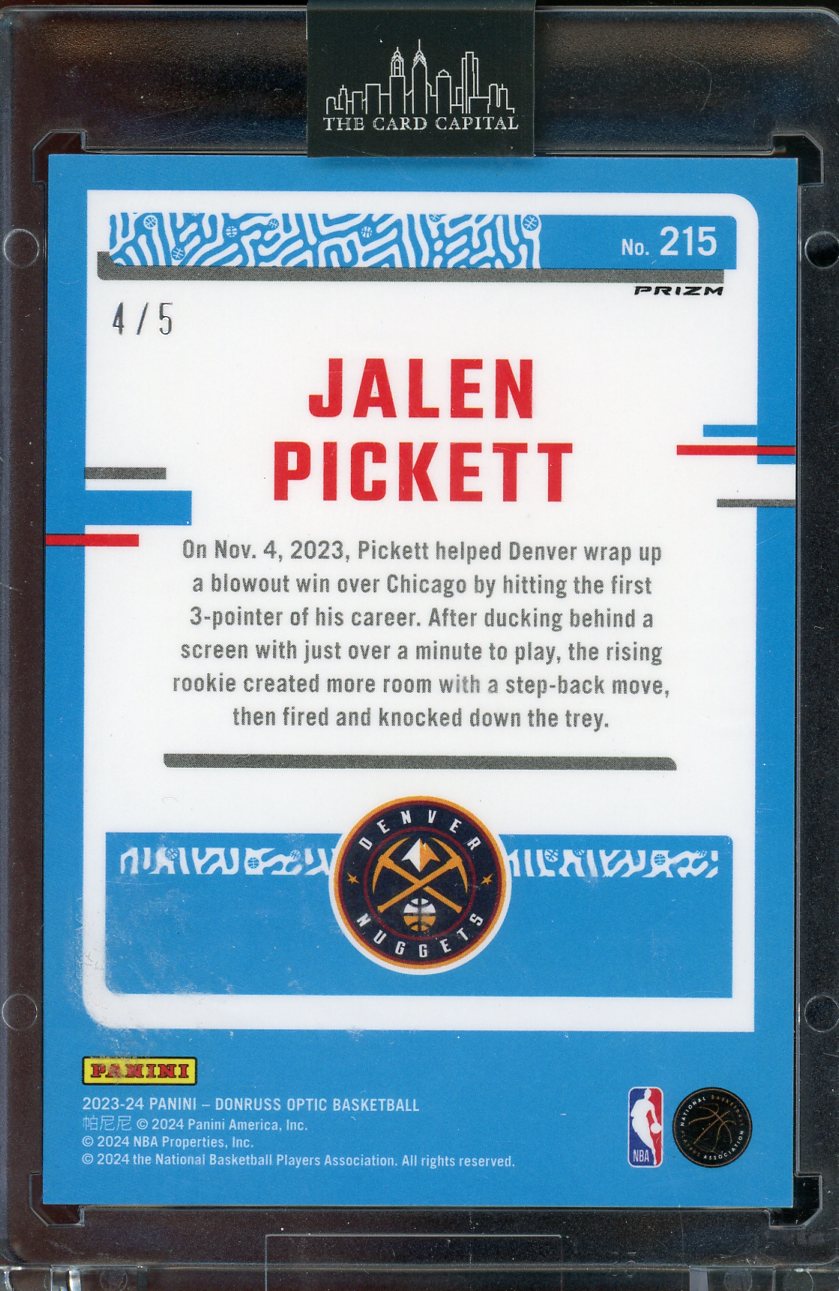 2023 Donruss Optic Jalen Pickett Rated Rookie Green #215 /5 RC