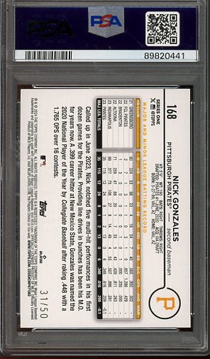 2021 Topps Nick Gonzales Fathers Day Powder Blue #168 /50 PSA 10 RC