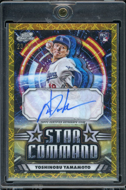 2024 Topps Chrome Cosmic Yoshinobu Yamamoto Star Command Gold Auto 23/50 RC