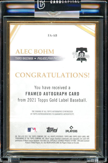 2021 Topps Gold Label Alec Bohm Rookie Frame Auto Gold 06/25 RC