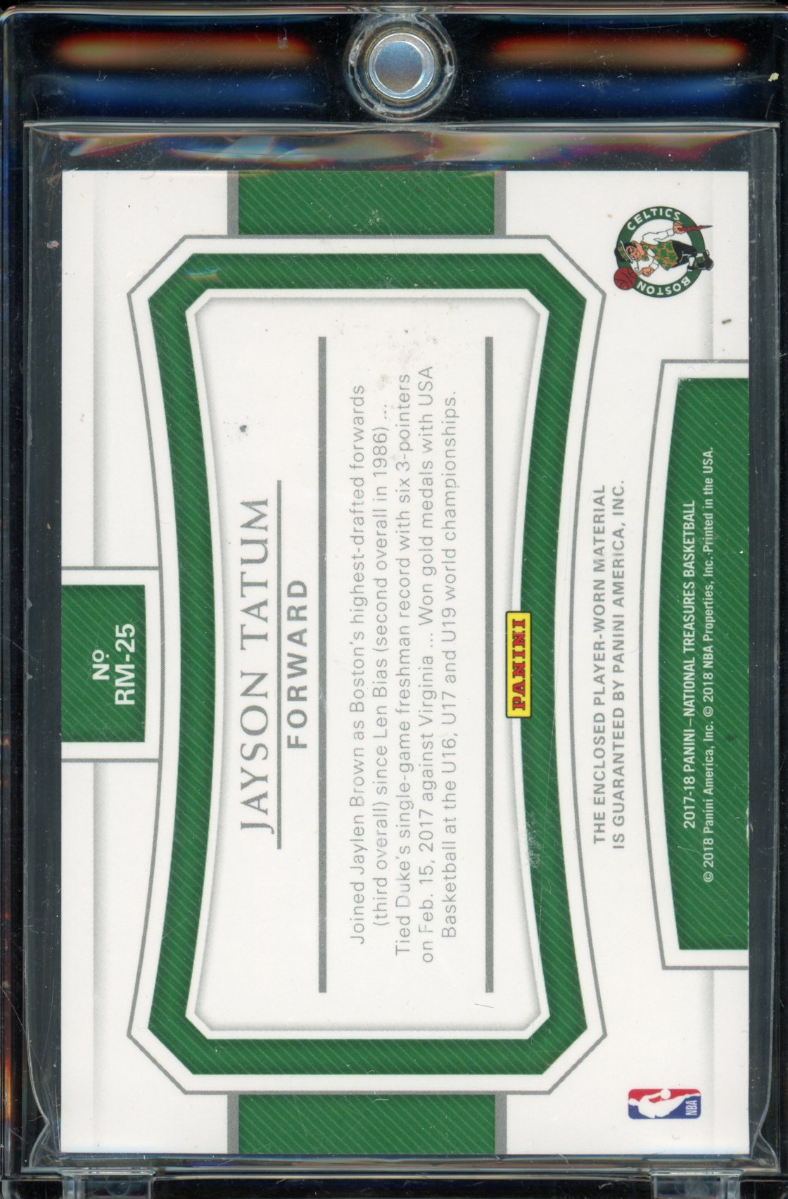 2017-18 National Treasures Jayson Tatum Rookie Patch /99