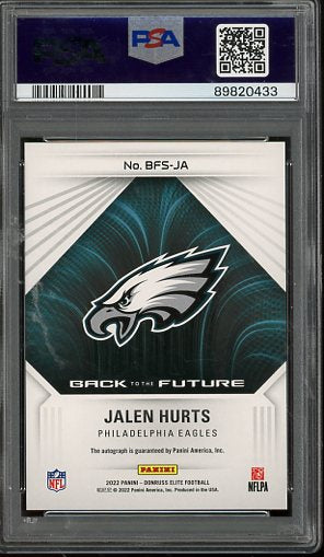 2022 Donruss Elite Jalen Hurts Back to the Future Auto Purple #BFSJA /49 PSA 10