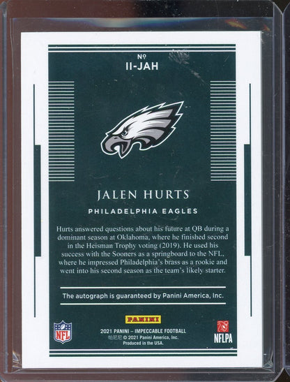 2021 Impeccable Jalen Hurts Impressions Auto #II-JAH /49