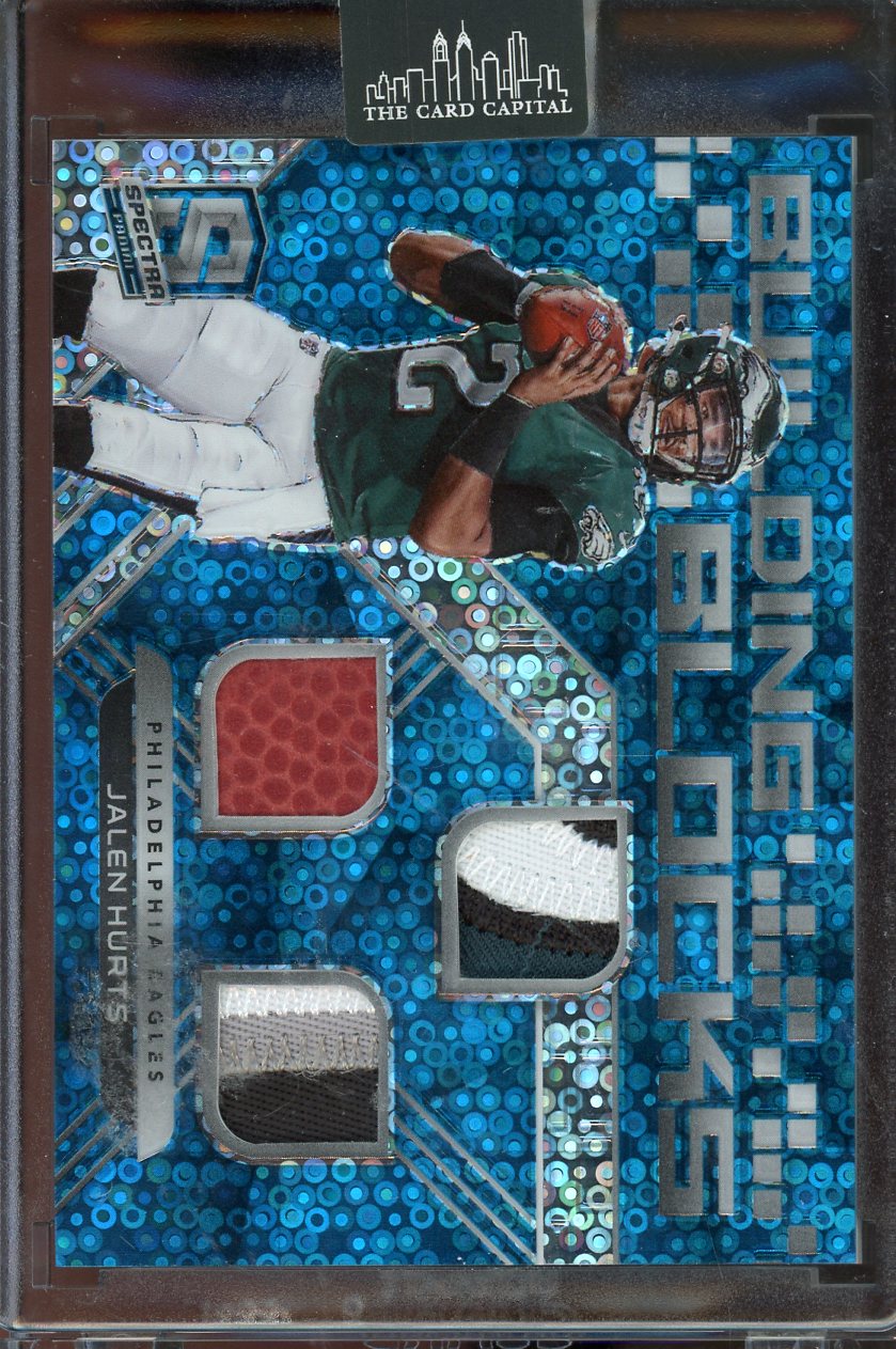 2020 Spectra Jalen Hurts Building Blocks Triple Patch Relic #BB11 /50 RC