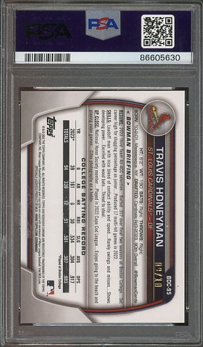 2023 Bowman Draft Travis Honeyman Black #BDC95 /10 PSA 10 Bowman 1st