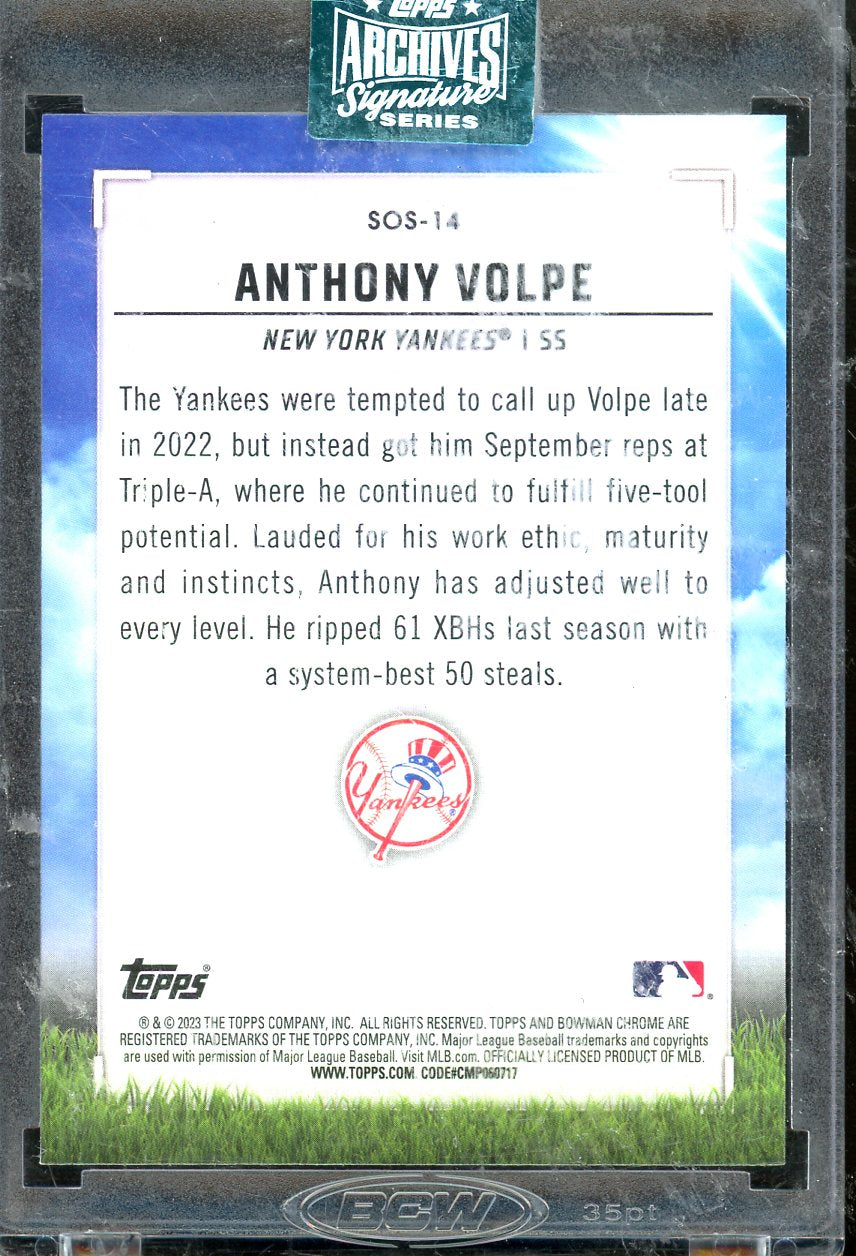 2024 Topps Archives Signature Series Anthony Volpe 2022 Bowman Chrome Auto /40 Encased