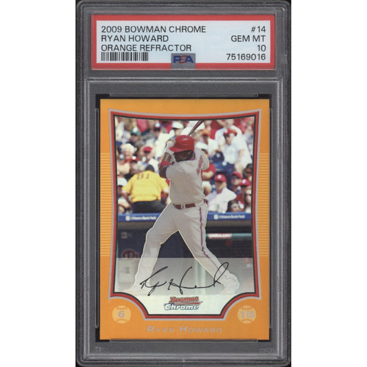 2009 Bowman Chrome Ryan Howard Orange Refractor #14 /25 PSA 10