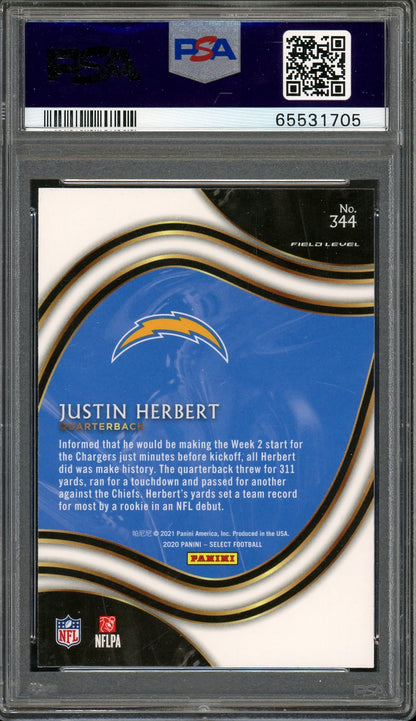 2020 Select Justin Herbert Field Level Rookie PSA 10 RC