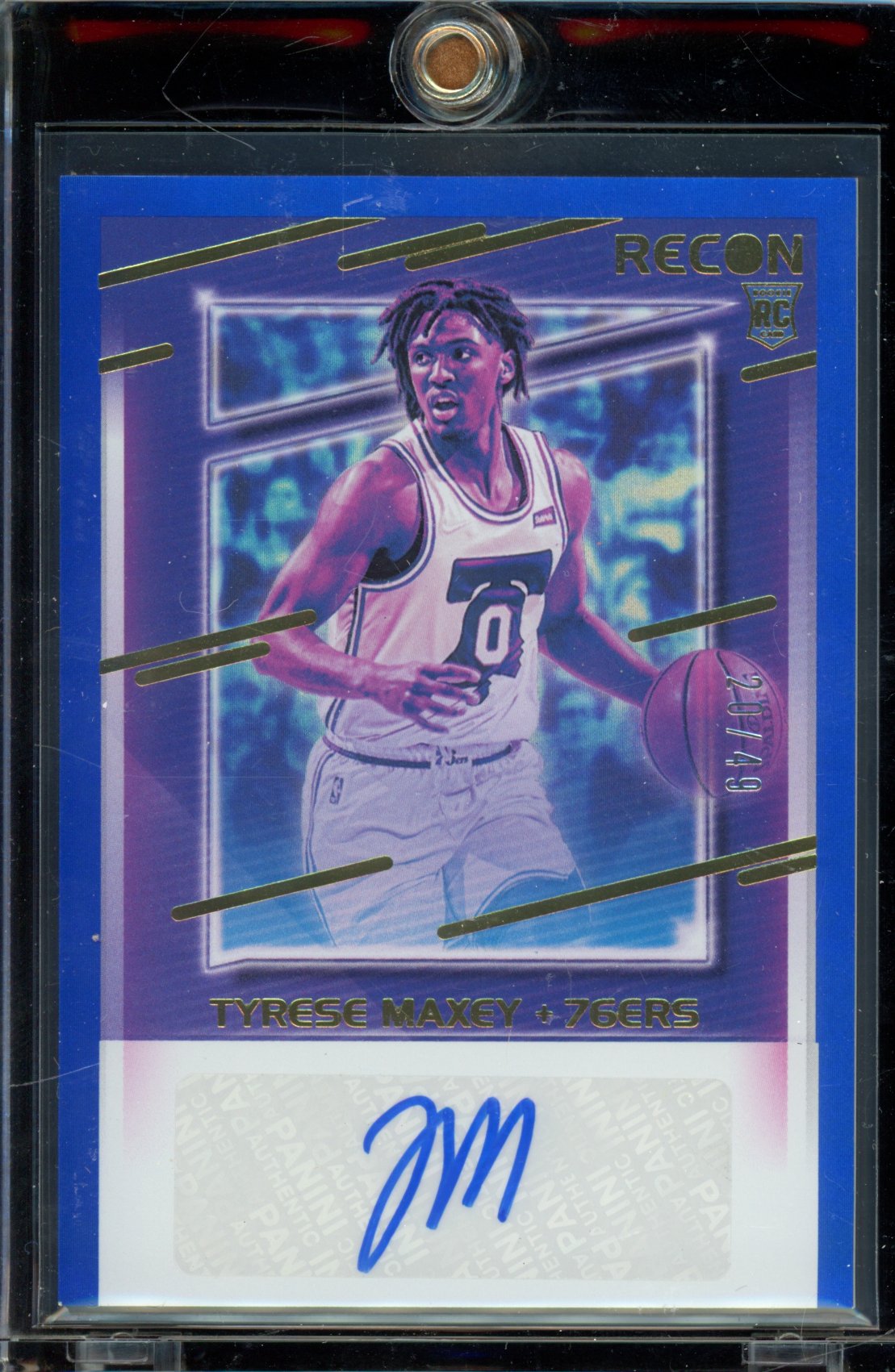 2020-21 Recon Tyrese Maxey Blue Rookie Auto /49