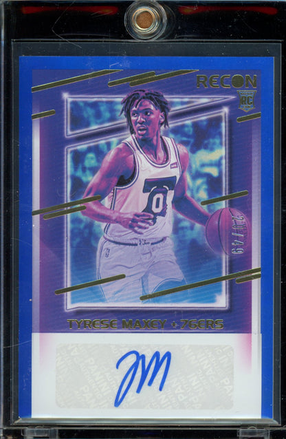 2020-21 Recon Tyrese Maxey Blue Rookie Auto /49