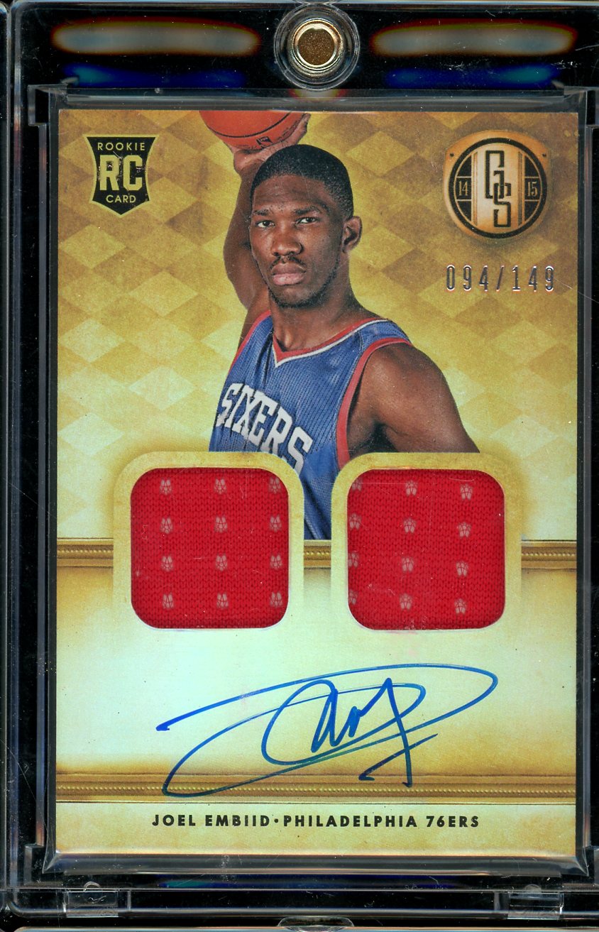 2014-15 Gold Standard Joel Embiid Dual Jersey Auto /149 RC