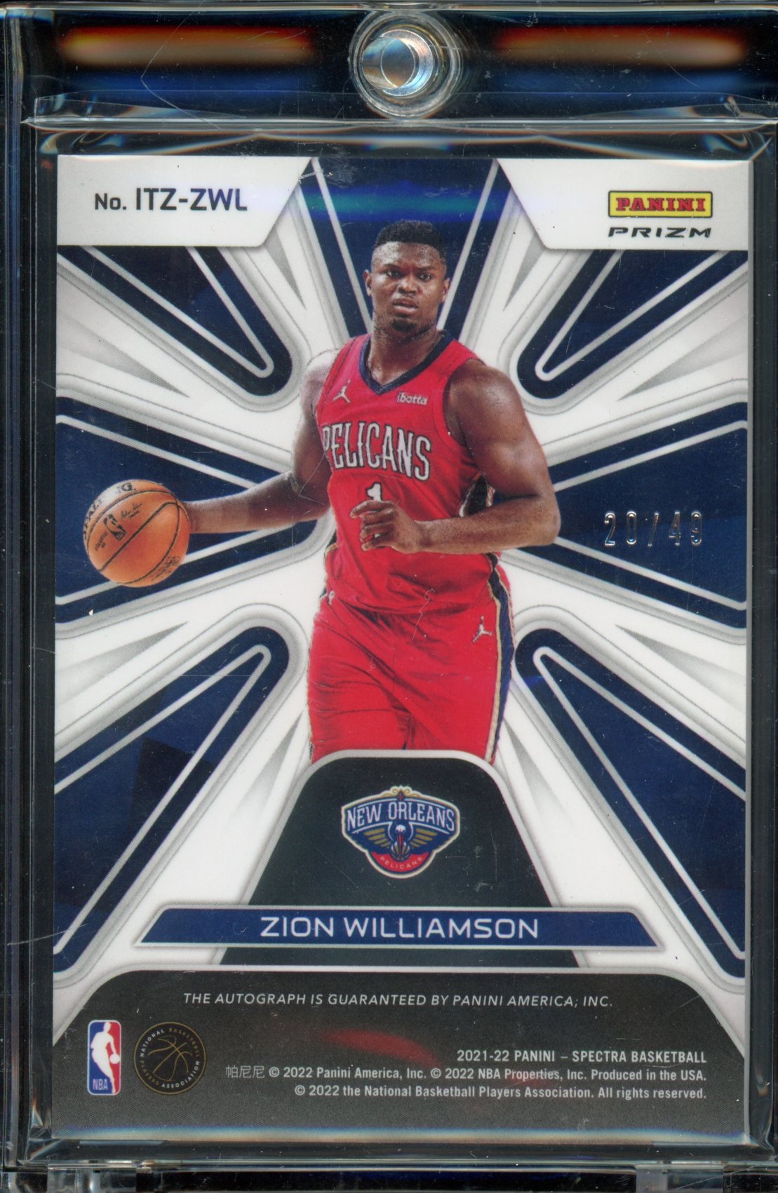 2022-23 Spectra Zion WIlliamson In the Zone Auto /49