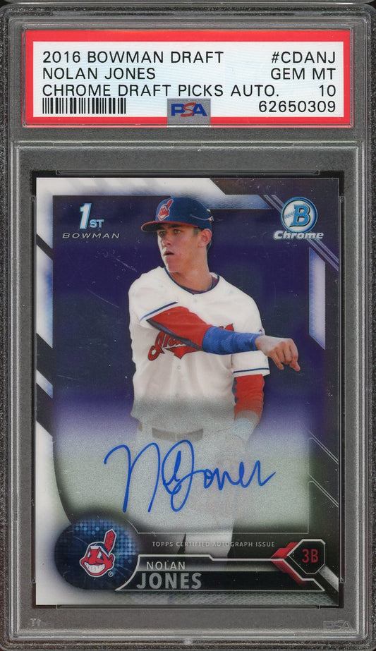 2016 Bowman Draft Nolan Jones Auto #CDANJ PSA 10 Bowman 1st