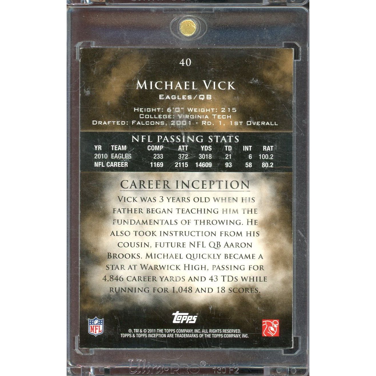 2011 Inception Michael Vick #40 IP Auto