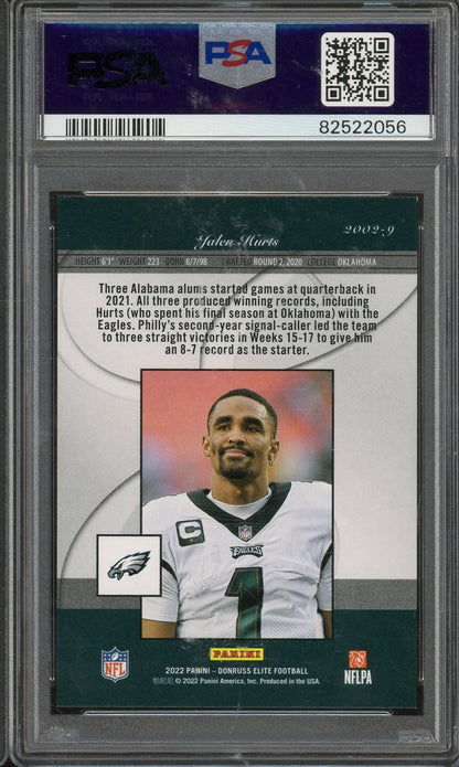 2022 Donruss Elite Jalen Hurts 2002 Elite Gold #2002-9 /10 PSA 9