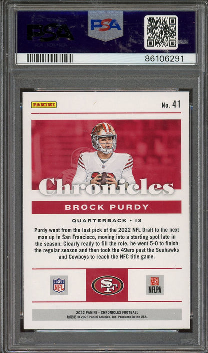 2022 Chronicles Brock Purdy #41 PSA 10 RC Rookie 49ers