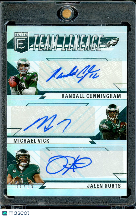 2023 Elite Cunningham Vick Hurts Triple Team Lineage Auto 1/15