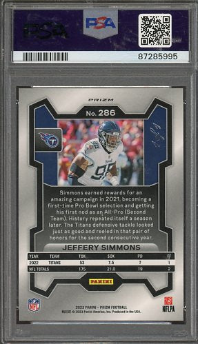 2023 Prizm Jeffery Simmons Black Stars #286 1/1 PSA 9